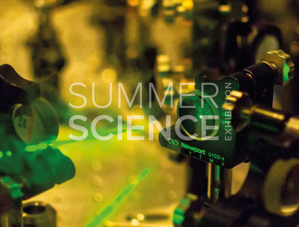 Summer Science Exhibition: lab equipment emitting a green terahertz laser beam that can identify concealed objects