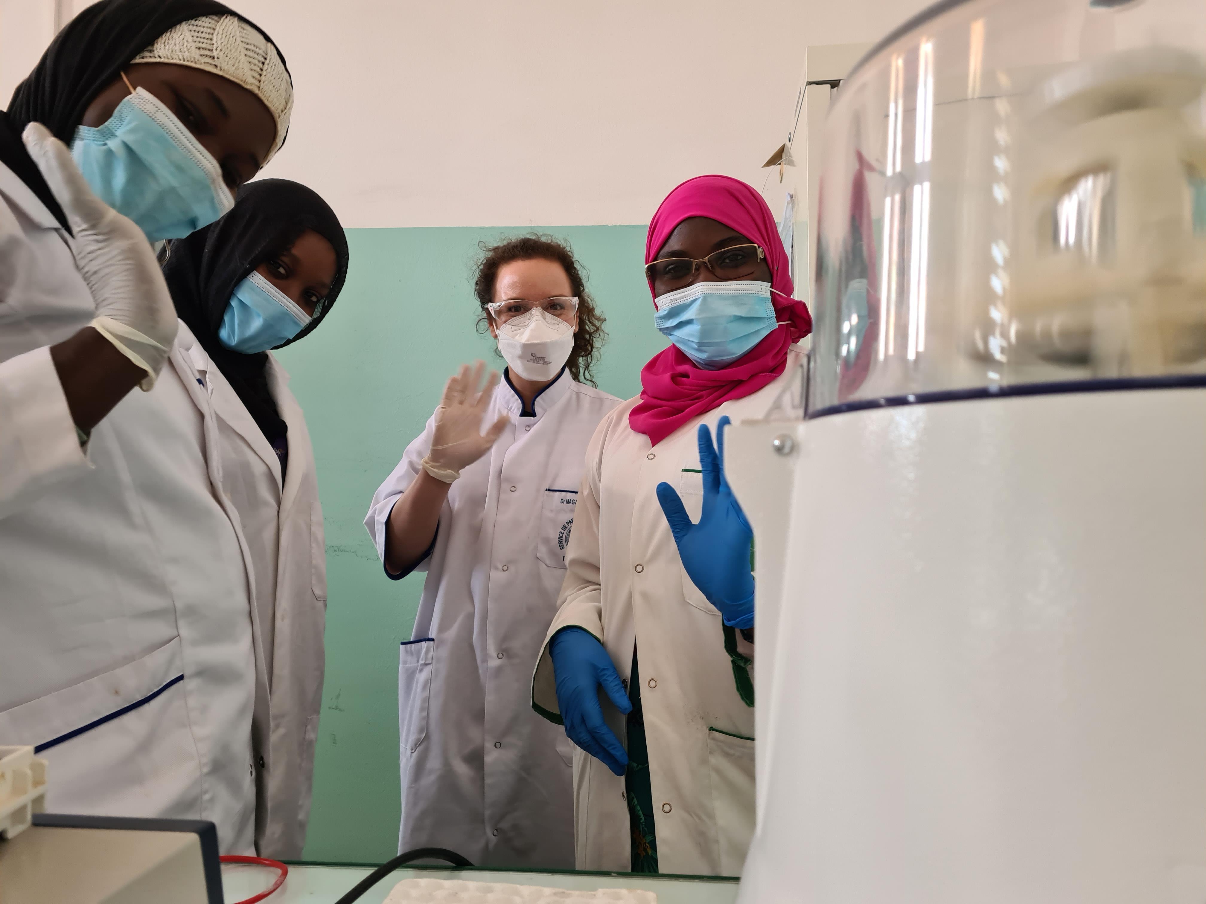 Researchers smiling in Senegal