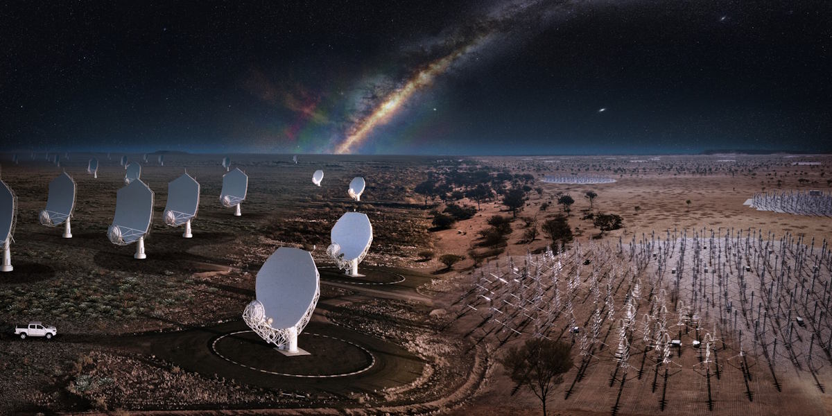 SKA telescopes at night