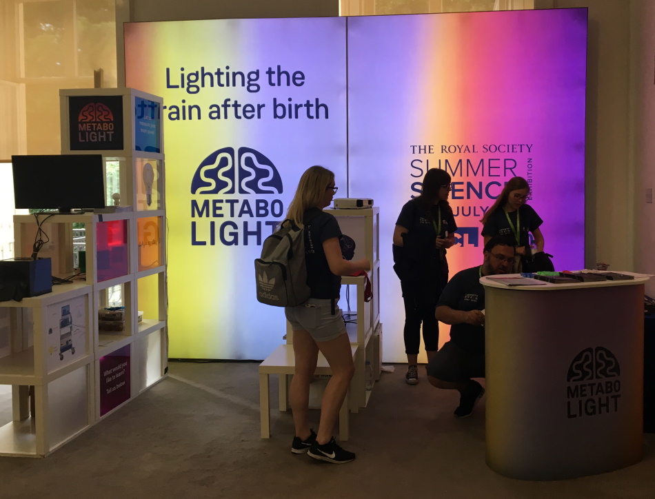 Lighting after birth stand at summer science exhibition