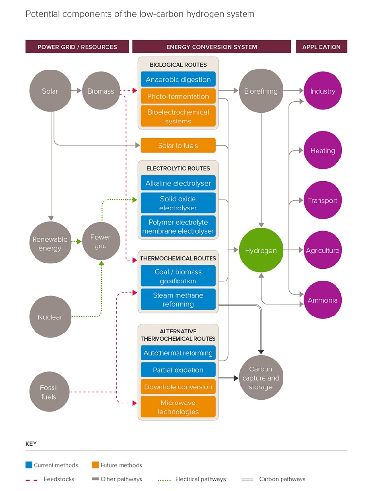 Potential components of the low-carbon hydrogen system